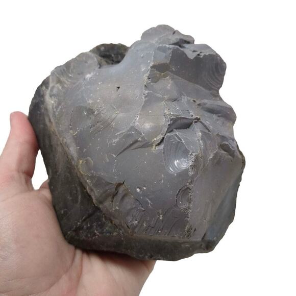 Black Gray Art Glass Cullet Layered Multicolor Slag #5XL199 - Picture 5 of 6